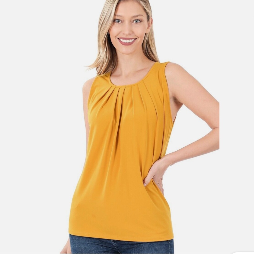 Banana Republic Gold Pleated Sleeveless Tank Top